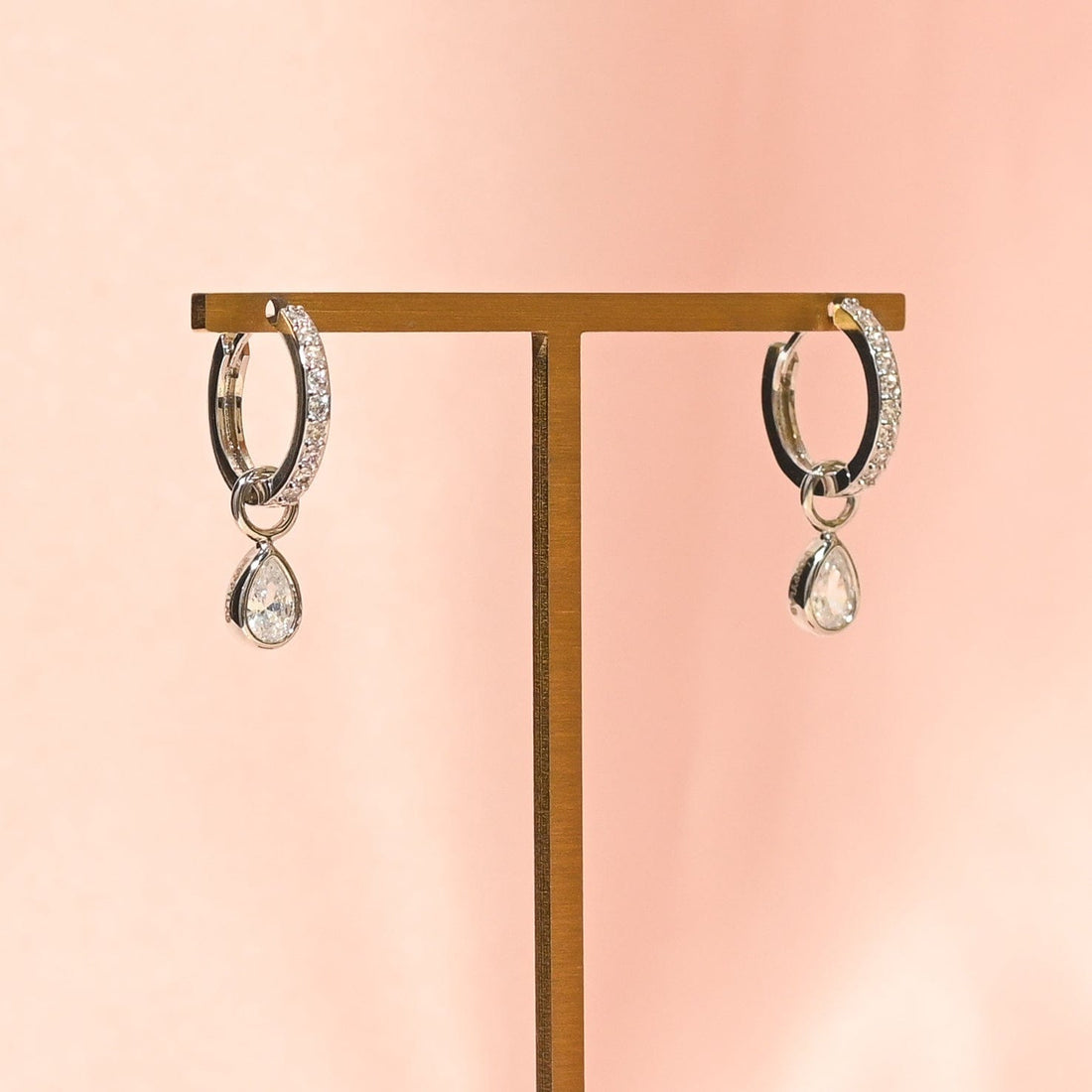 Elle 2-in-1 Hoops with Charms | Clear Silver