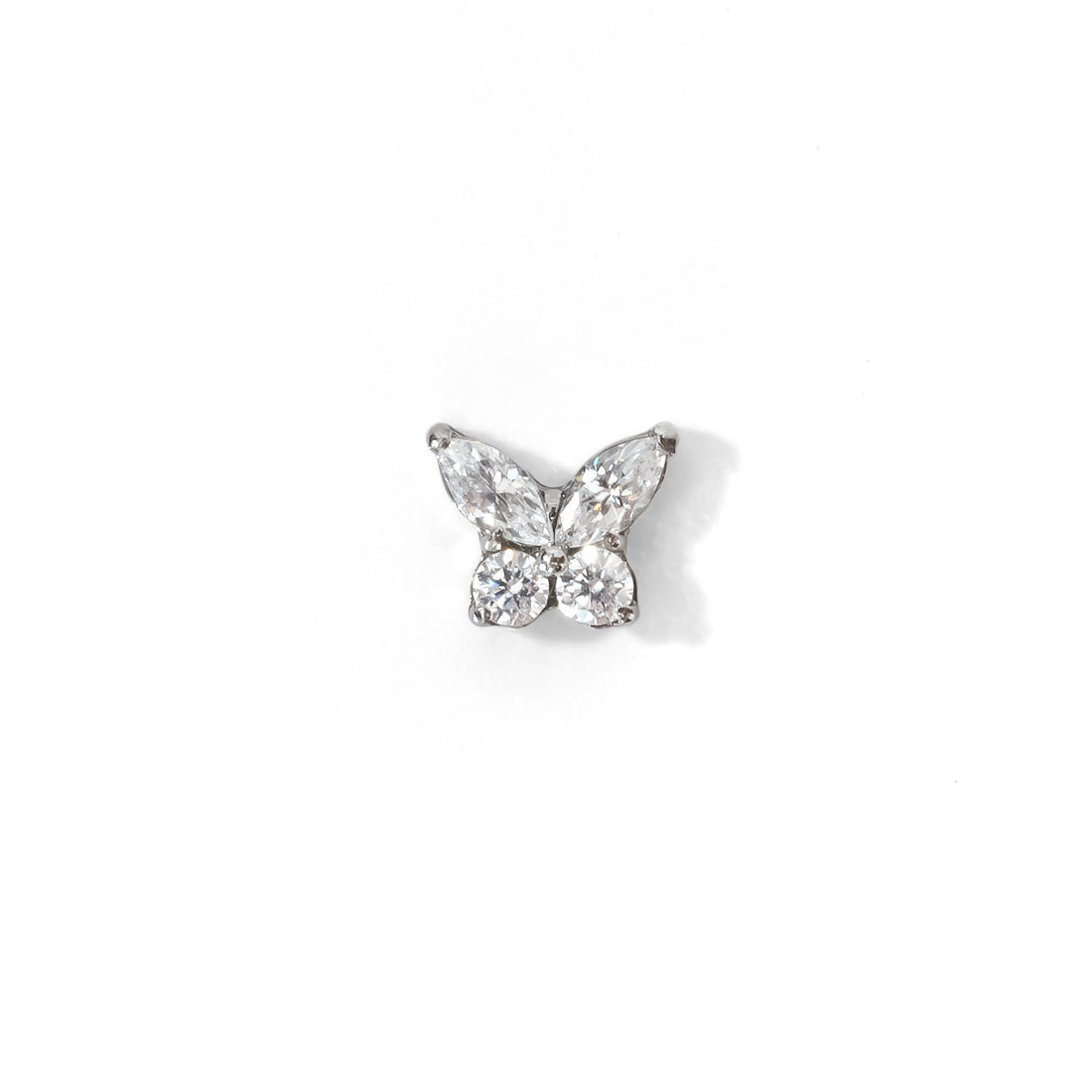 Fifi Butterfly Flatback Earring | Clear Silver