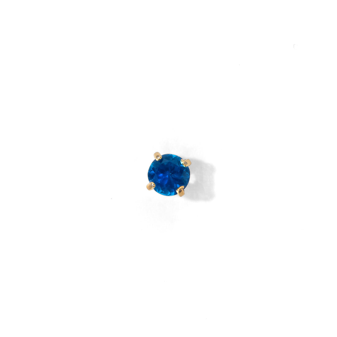 Carrey Round 3mm Flatback Earring |Sapphire Gold
