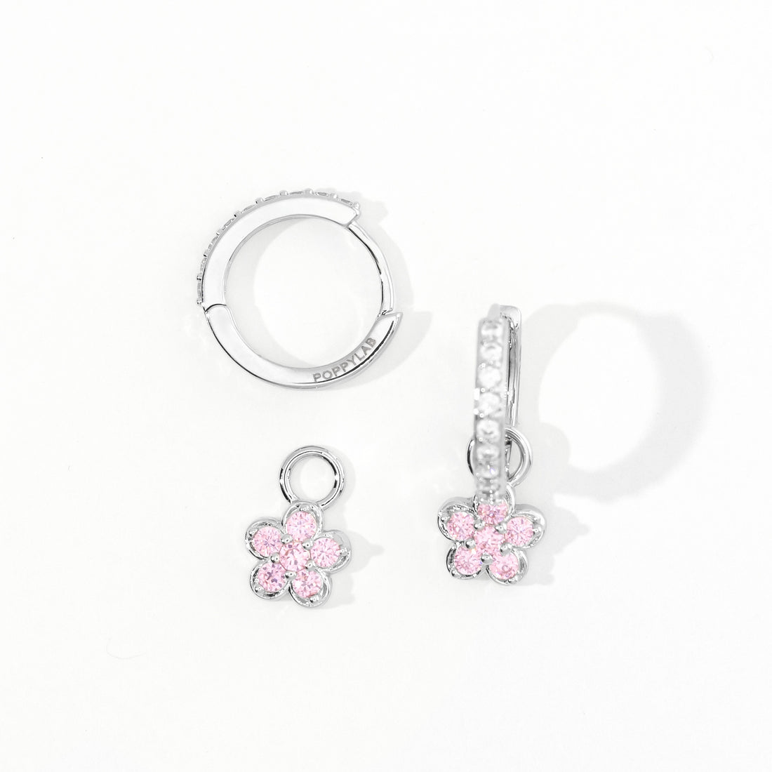 Aina 2-in-1 Hoops with Charms | Pink Silver
