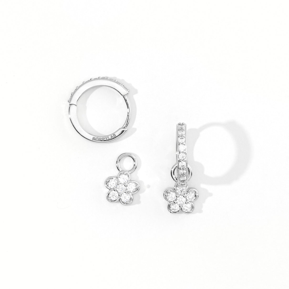 Aina 2-in-1 Hoops with Charms | Clear Silver
