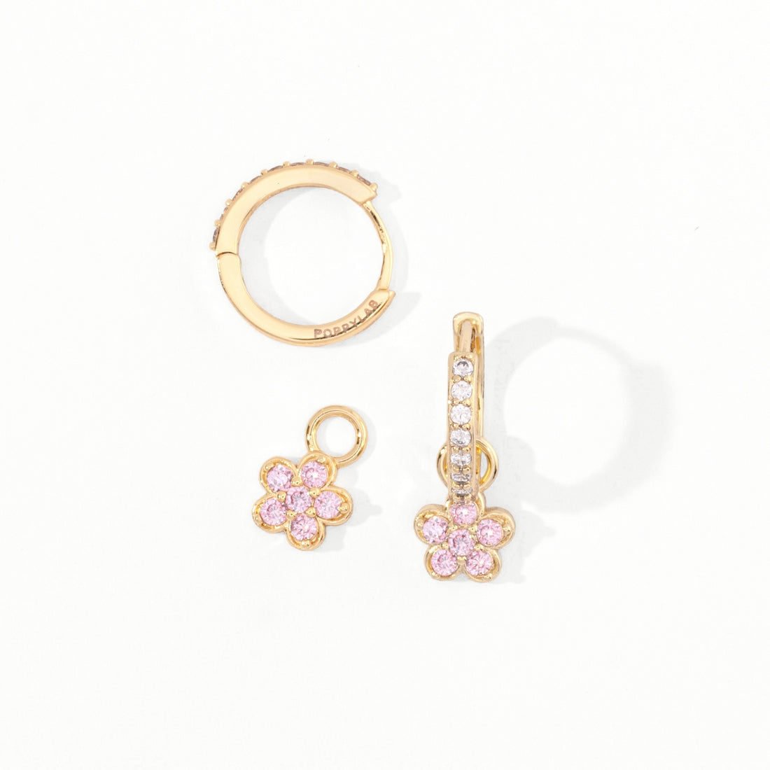 Aina 2-in-1 Hoops with Charms | Pink Gold