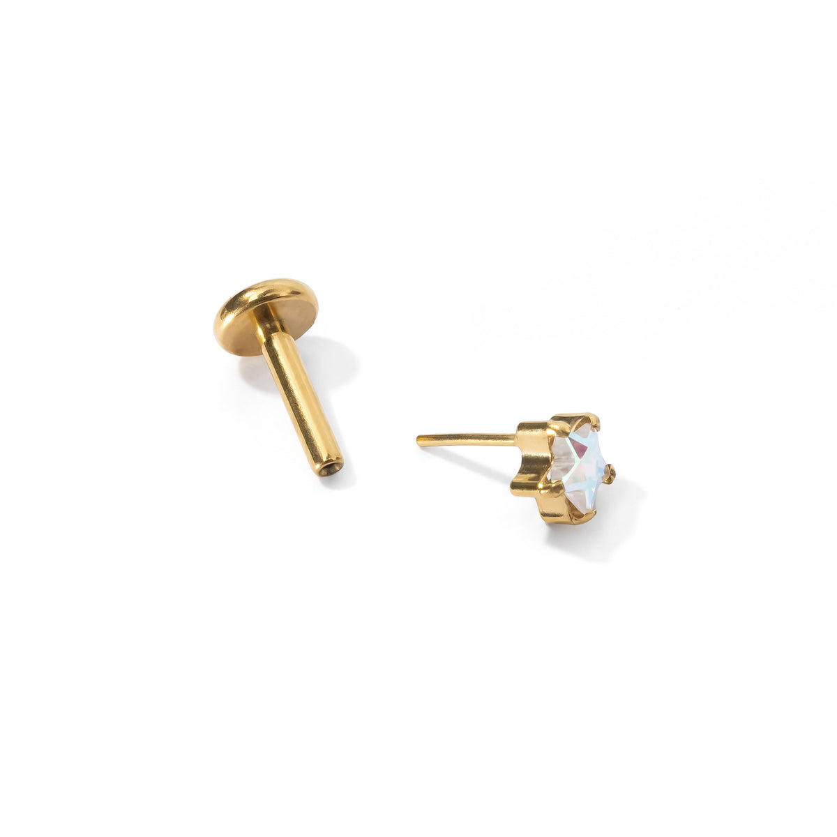 Nova Star Flatback Earring | Rainbow Gold