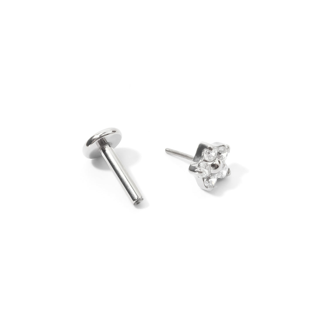 Meadow Flower Flatback Earring | Clear Silver