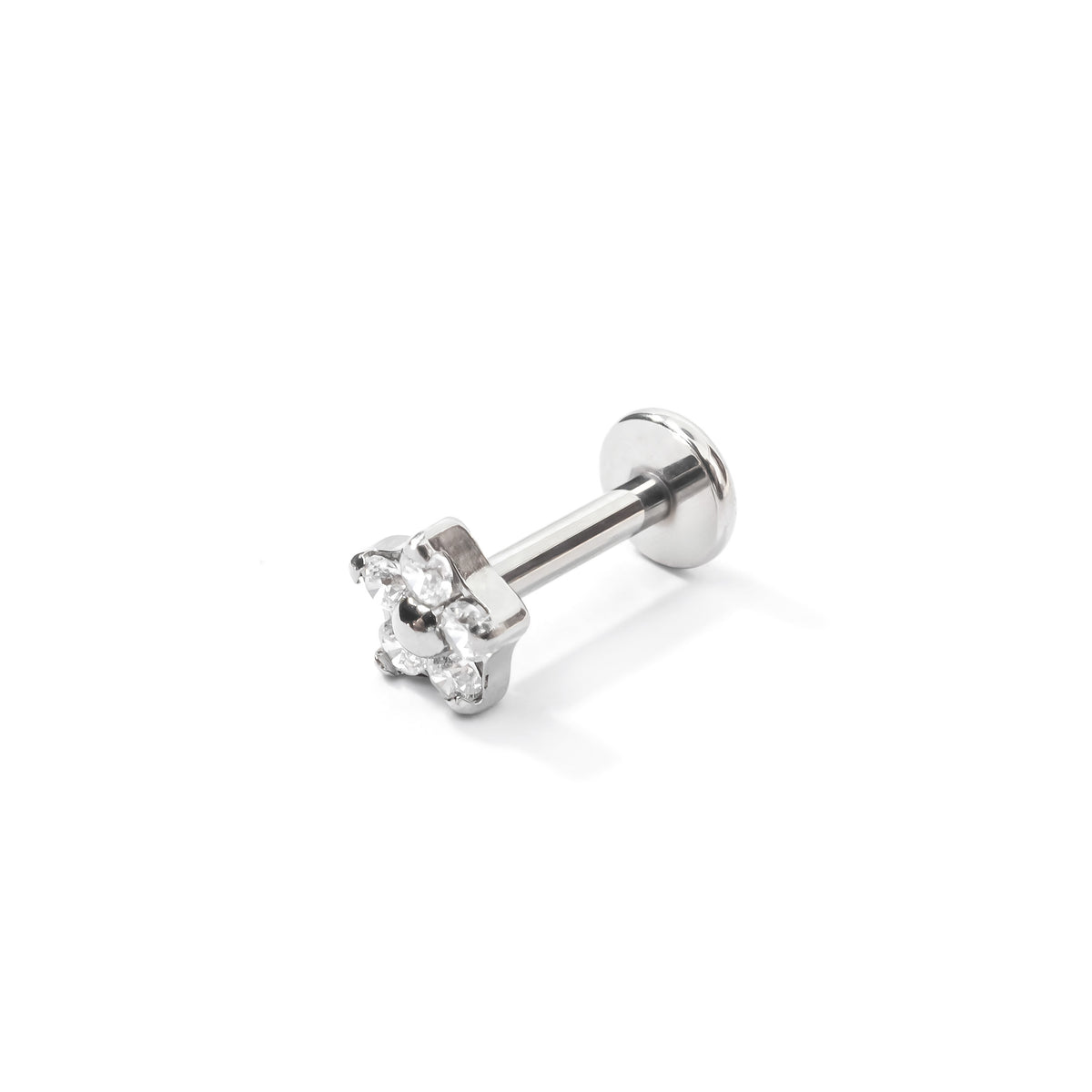 Meadow Flower Flatback Earring | Clear Silver