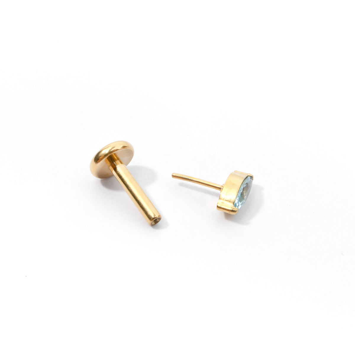 Charmaine Marquise Flatback Earring | Baby Blue Gold