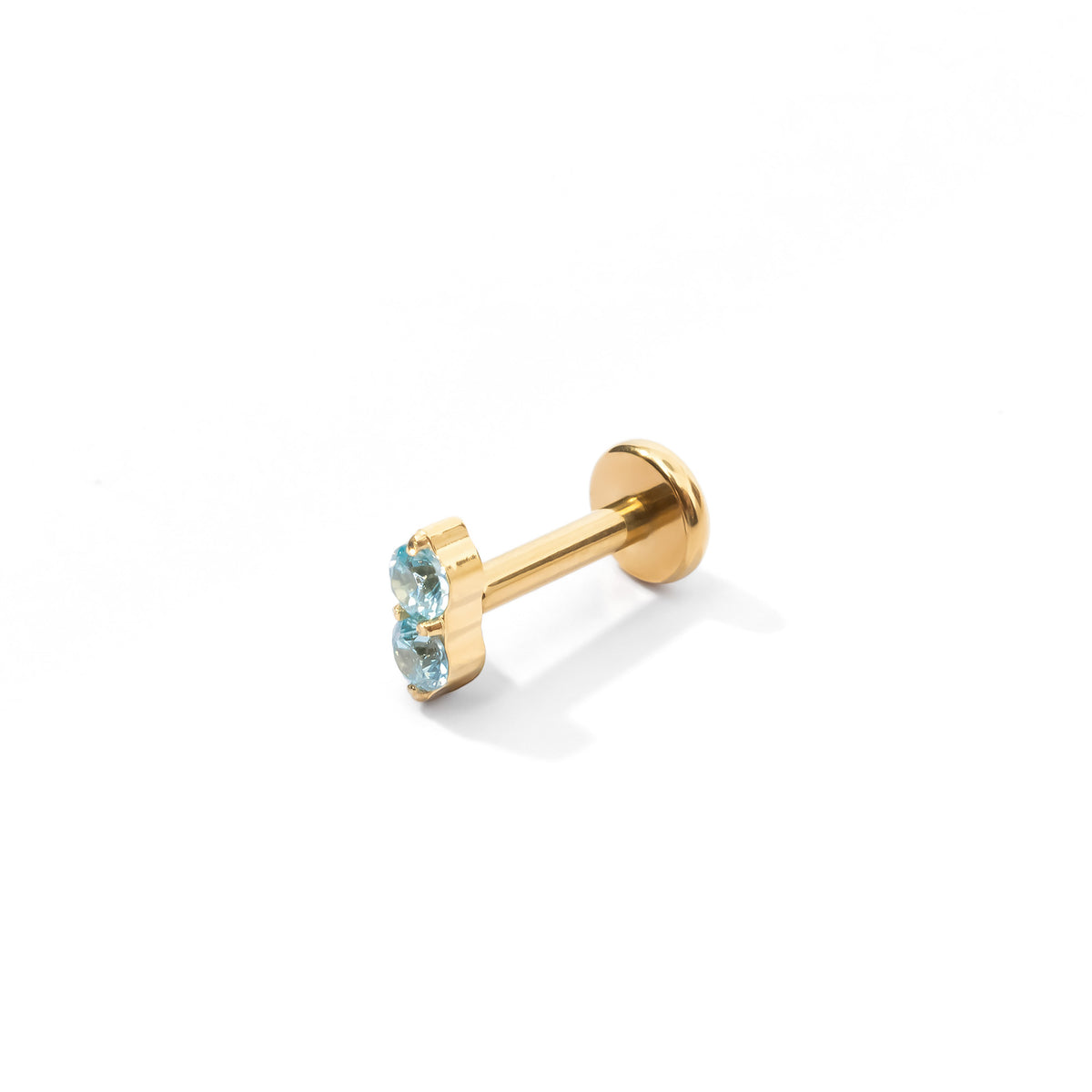 Gemini Flatback Earring | Baby Blue Gold
