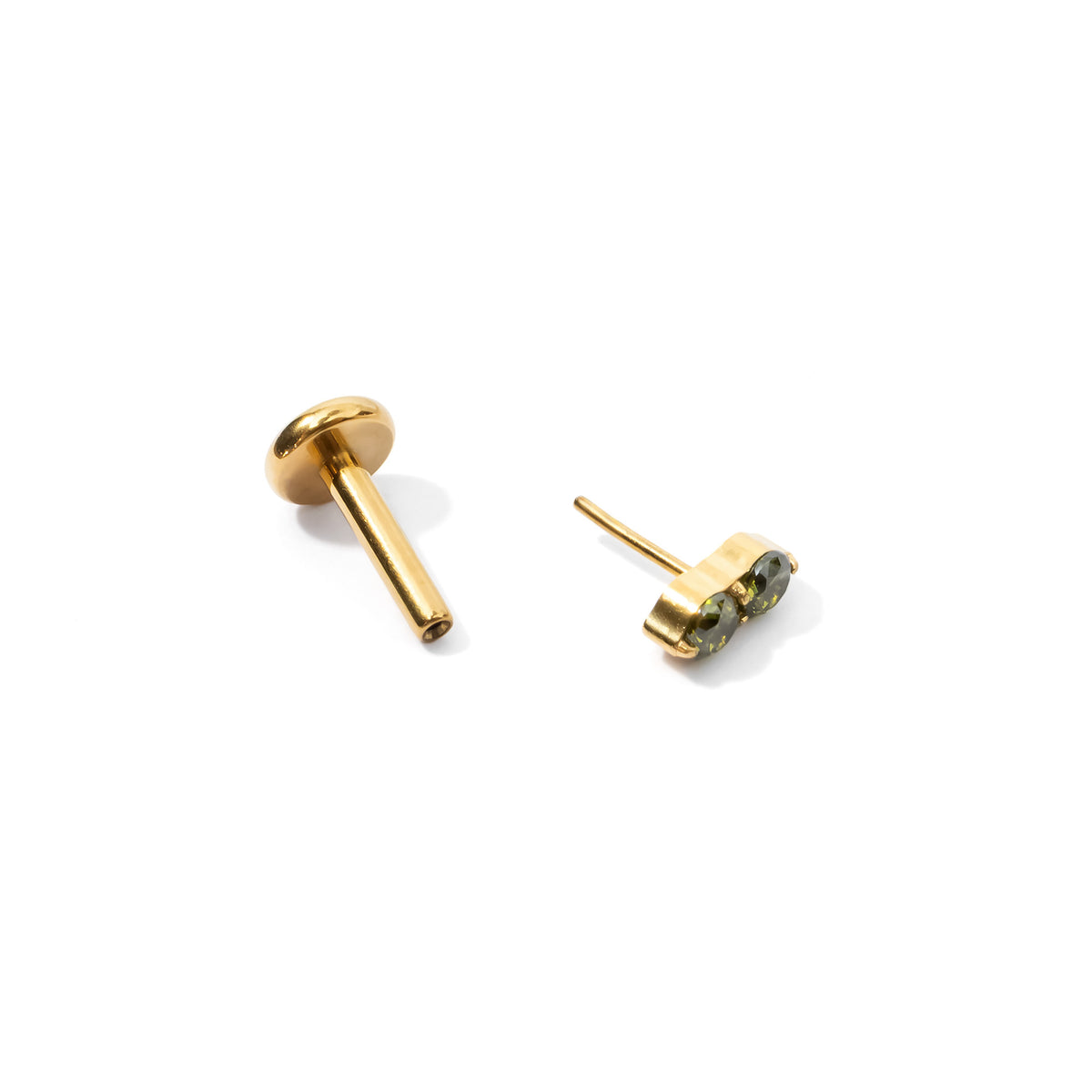 Gemini Flatback Earring | Olive Gold
