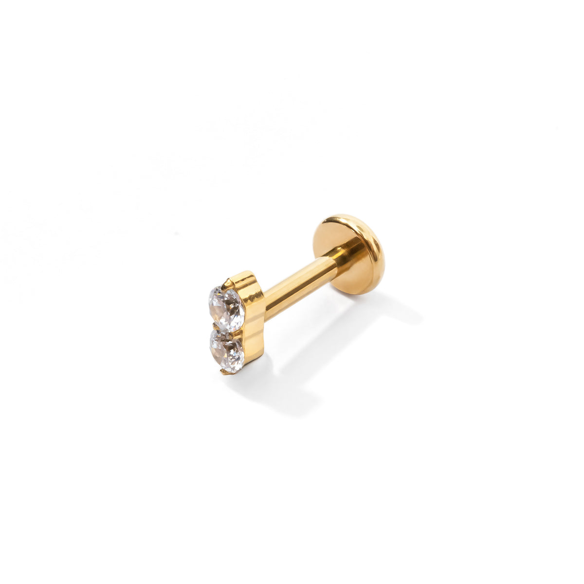 Gemini Flatback Earring | Clear Gold