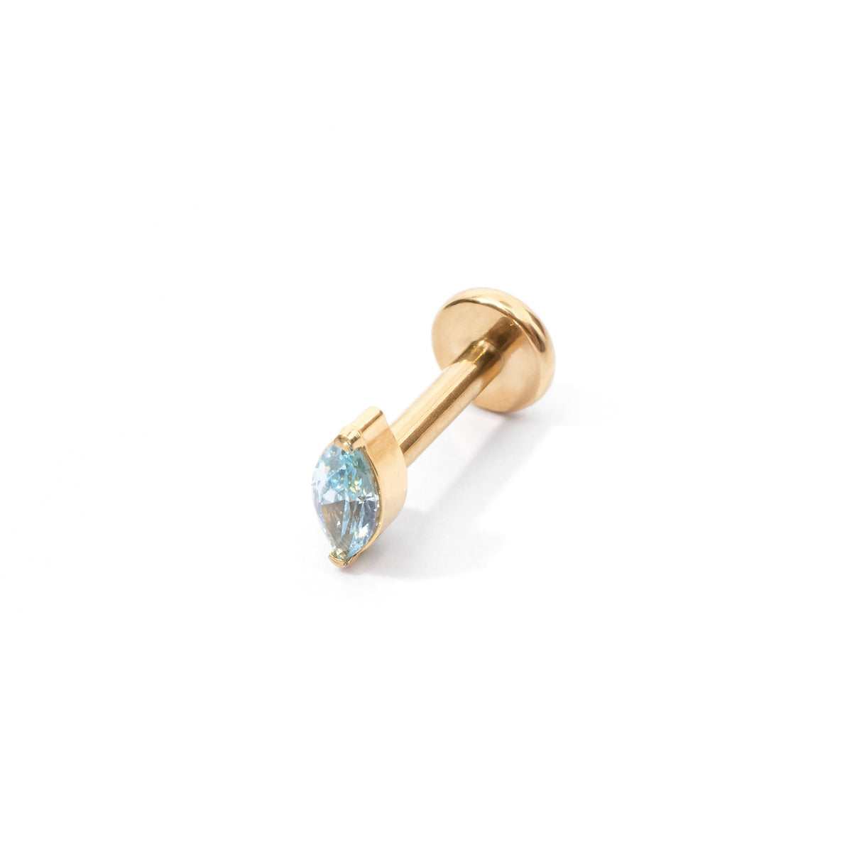 Charmaine Marquise Flatback Earring | Baby Blue Gold