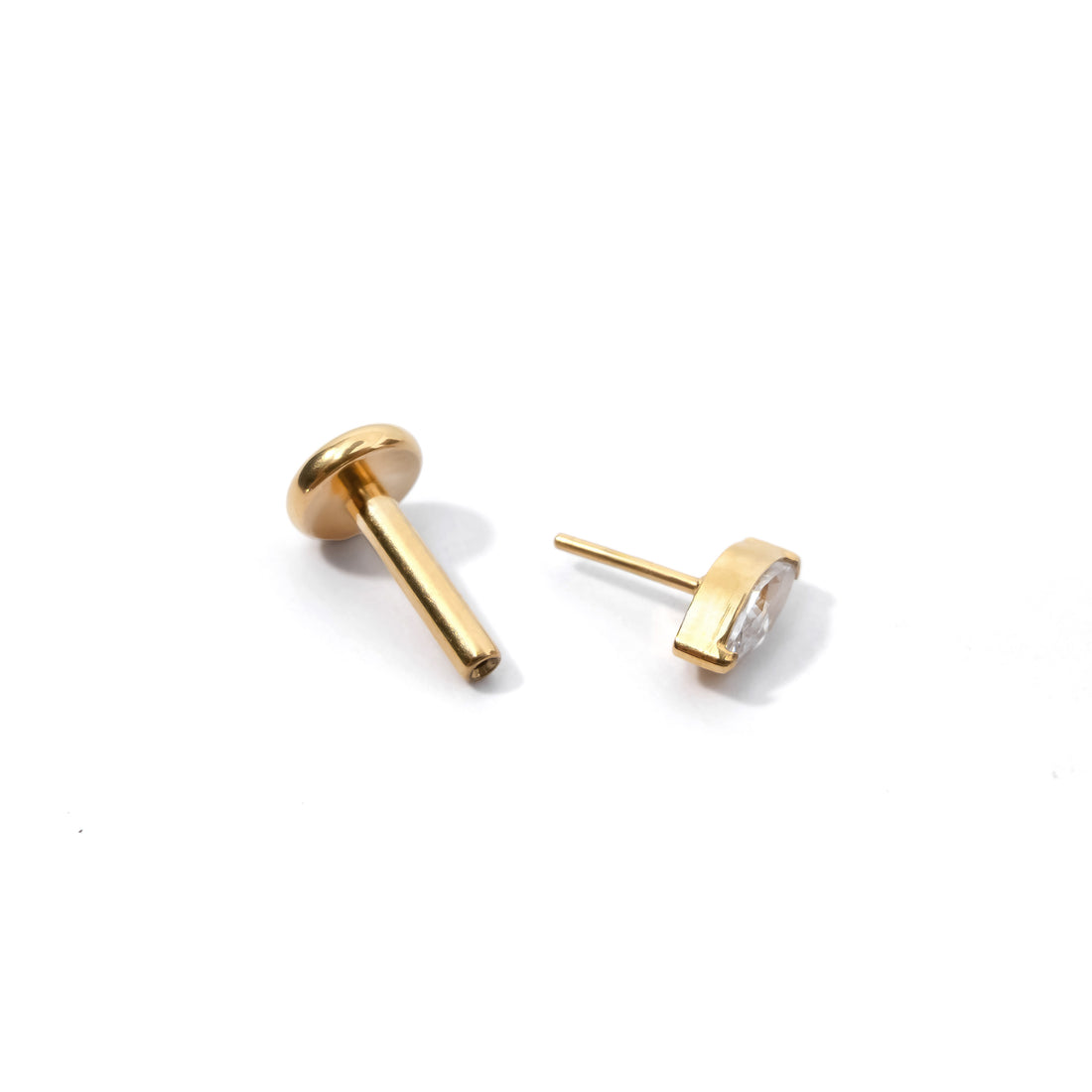Charmaine Marquise Flatback Earring | Clear Gold