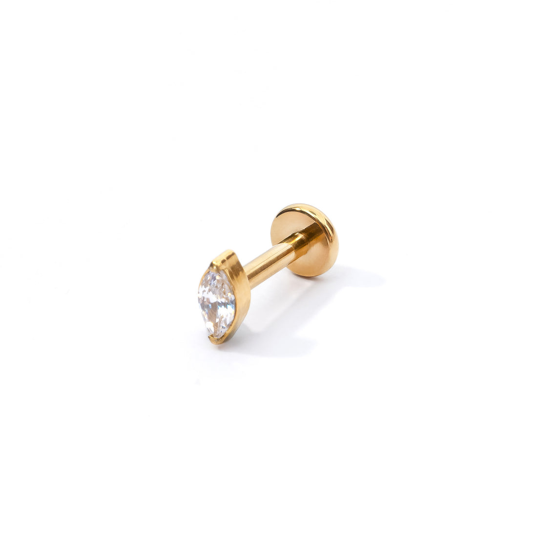 Charmaine Marquise Flatback Earring | Clear Gold