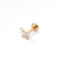 Fifi Butterfly Flatback Earring | Clear Gold