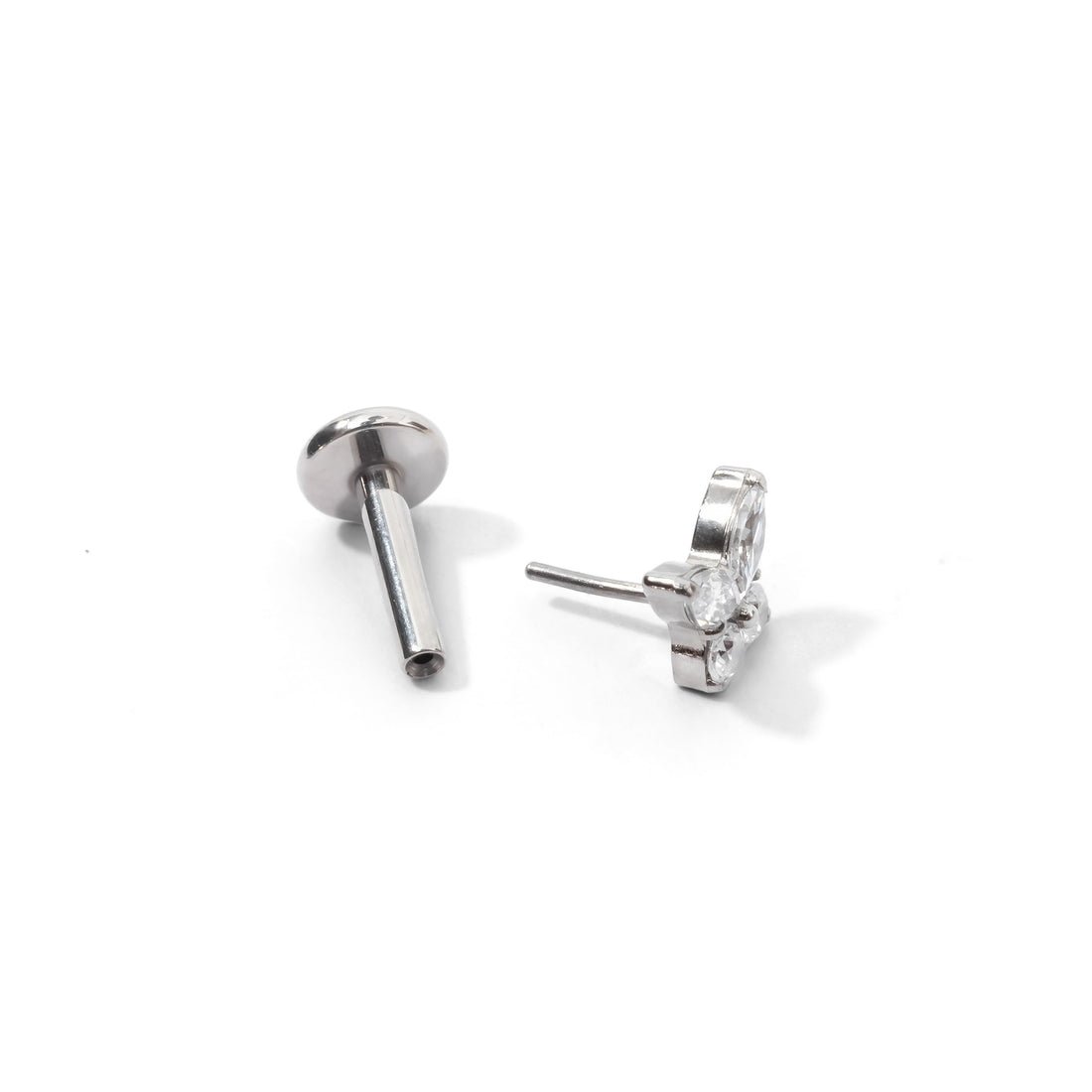 Fifi Butterfly Flatback Earring | Clear Silver