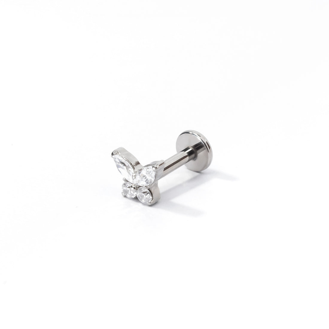 Fifi Butterfly Flatback Earring | Clear Silver
