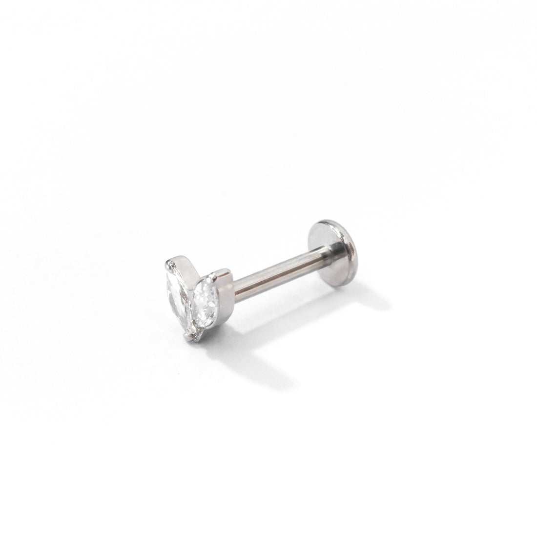 Mei Flower Bud Flatback Earring | Clear Silver