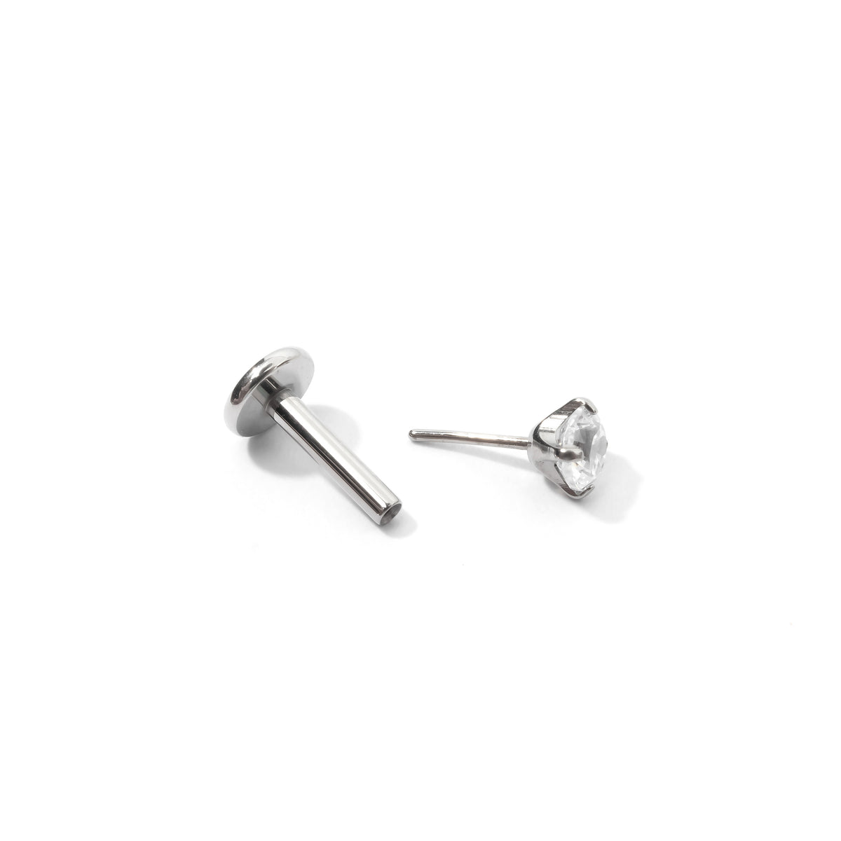 Carrey Round 3mm Flatback Earring |Clear Silver