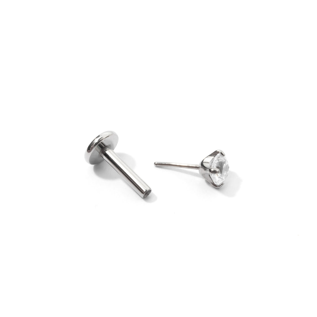 Carrey Round 3mm Flatback Earring |Clear Silver