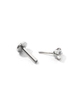 Carrey Round 3mm Flatback Earring |Clear Silver