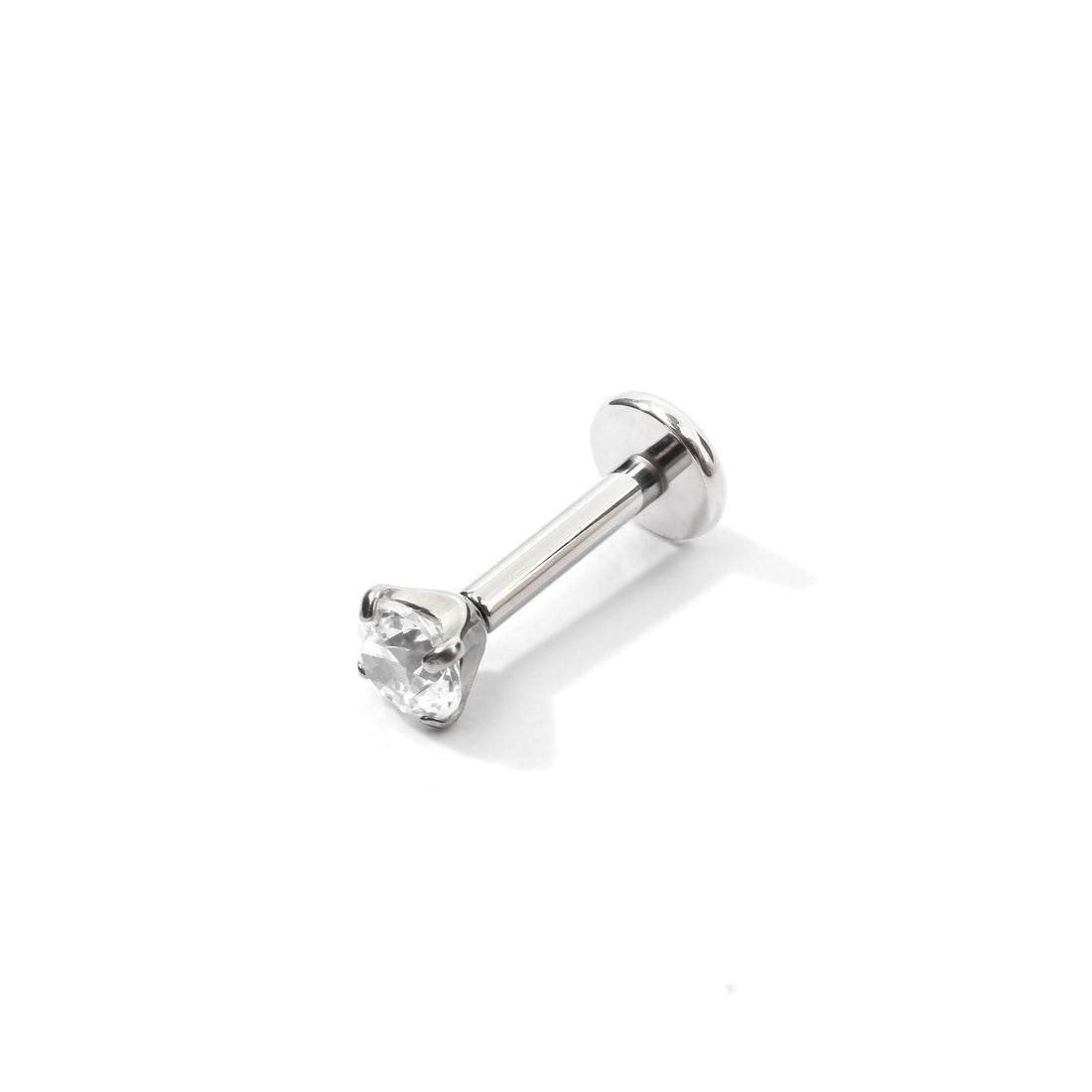 Carrey Round 3mm Flatback Earring |Clear Silver