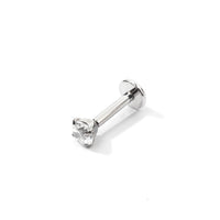 Carrey Round 3mm Flatback Earring |Clear Silver