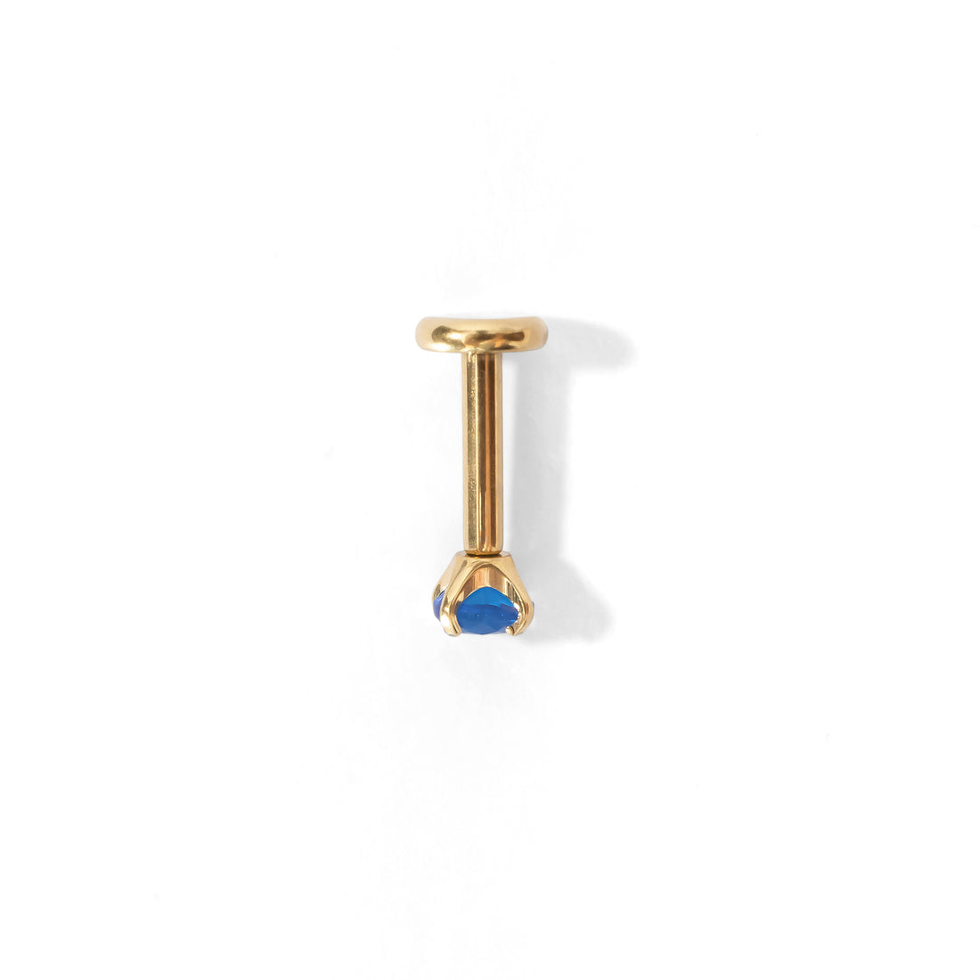 Carrey Round 3mm Flatback Earring |Sapphire Gold