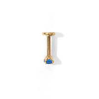 Carrey Round 3mm Flatback Earring |Sapphire Gold