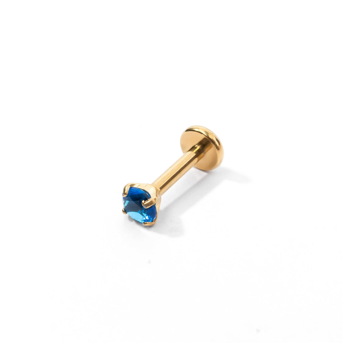 Carrey Round 3mm Flatback Earring |Sapphire Gold