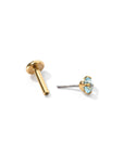 Carrey Round 3mm Flatback Earring |Baby Blue Gold
