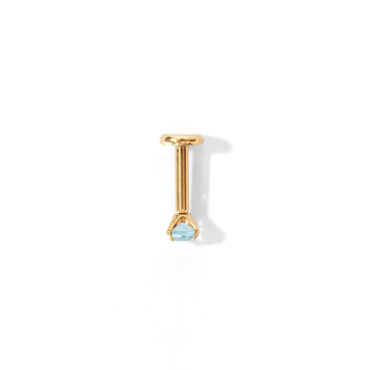 Carrey Round 3mm Flatback Earring |Baby Blue Gold