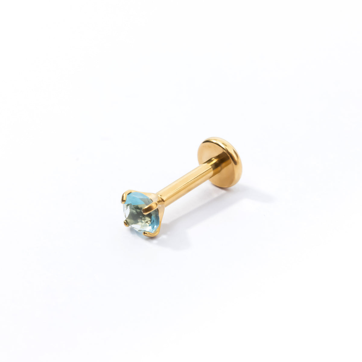 Carrey Round 3mm Flatback Earring |Baby Blue Gold