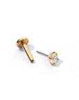 Carrey Round 3mm Flatback Earring |Clear Gold