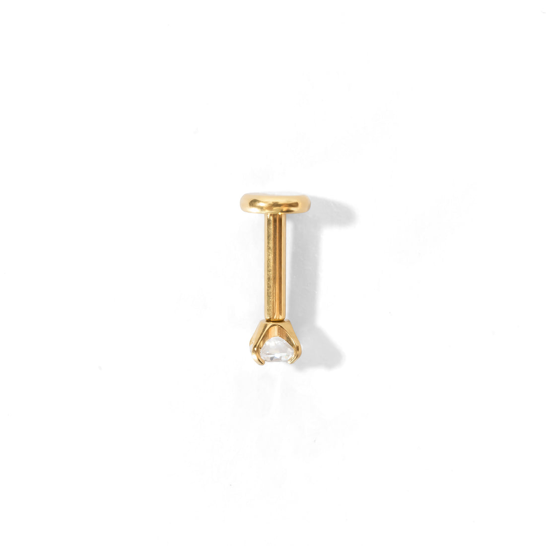 Carrey Round 3mm Flatback Earring |Clear Gold