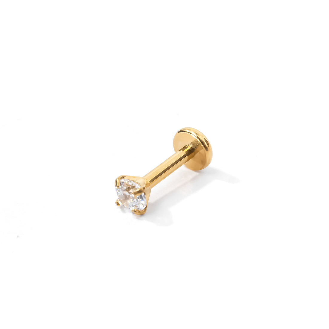 Carrey Round 3mm Flatback Earring |Clear Gold