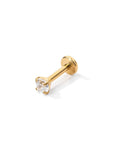 Carrey Round 3mm Flatback Earring |Clear Gold