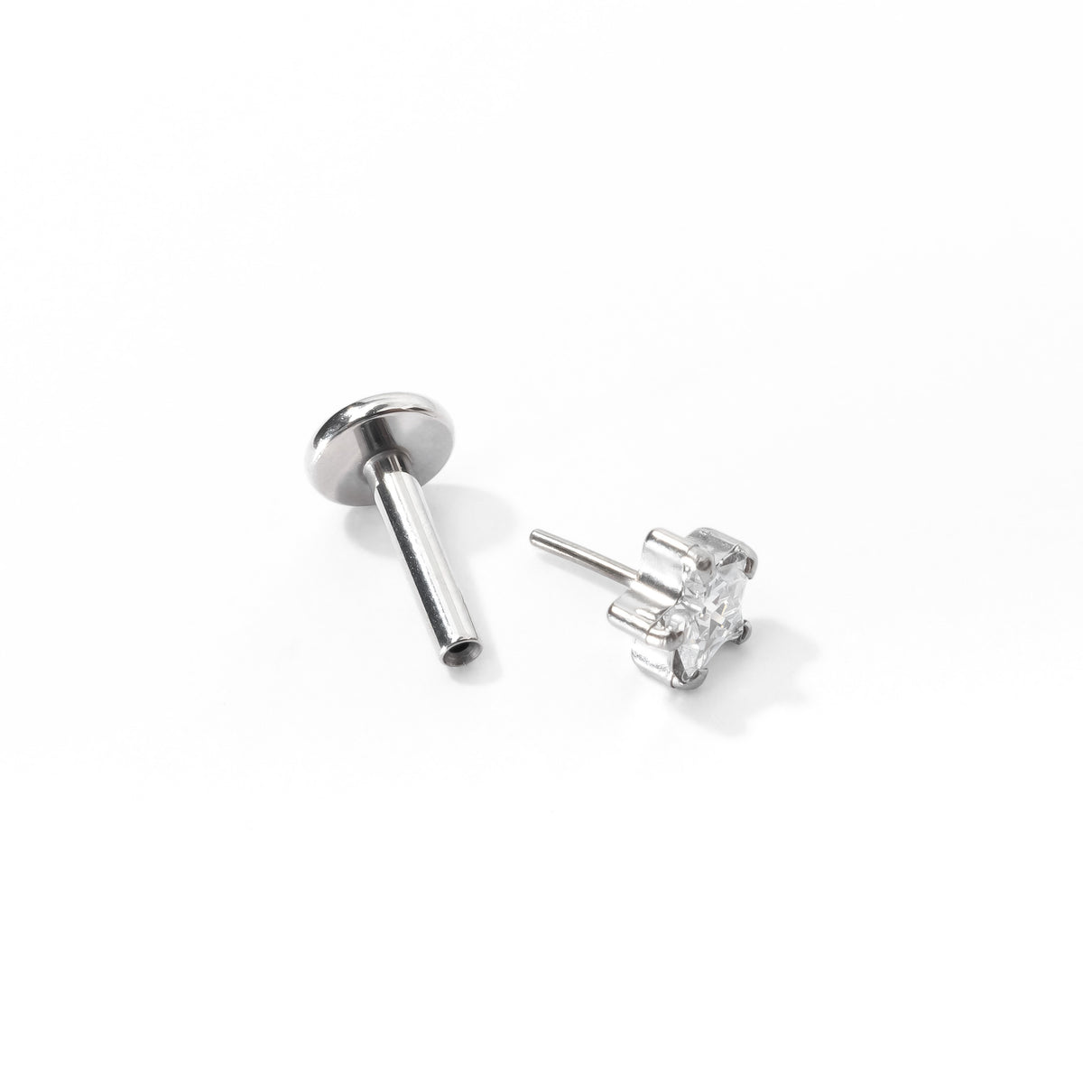 Nova Star Flatback Earring | Clear Silver