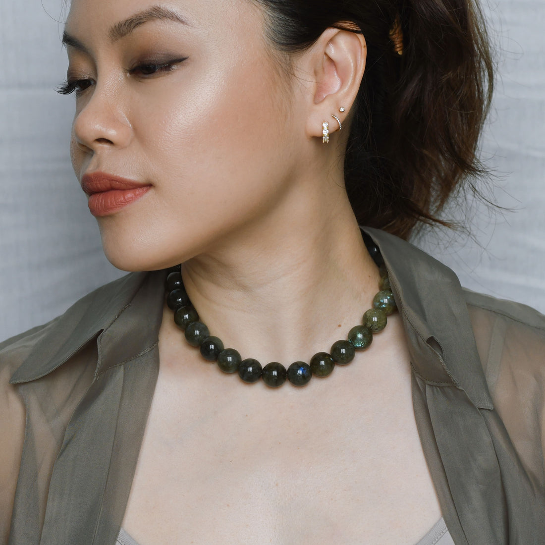 Michelle Giant Labradorite Choker | Charm Clasp
