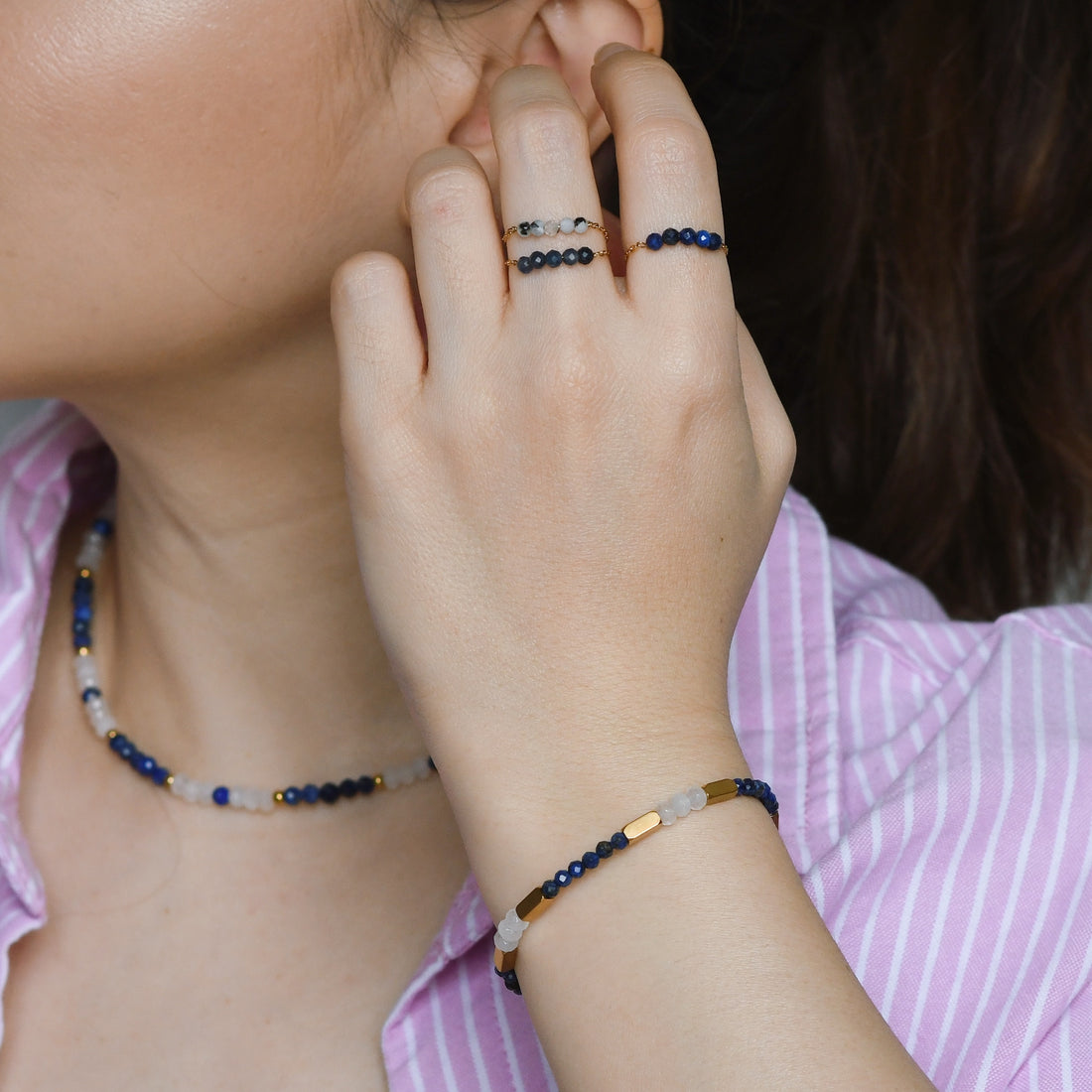 Marina Bracelet in Lapis Lazuli+Chalcedony