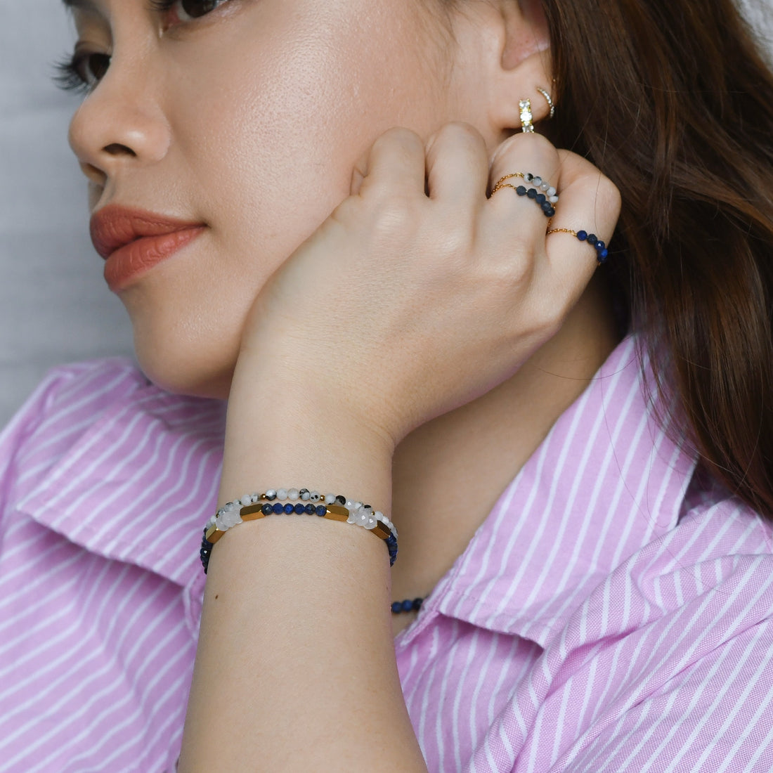 Marina Bracelet in Lapis Lazuli+Chalcedony