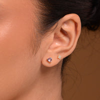 Evie Heart Studs | Gold Lavender