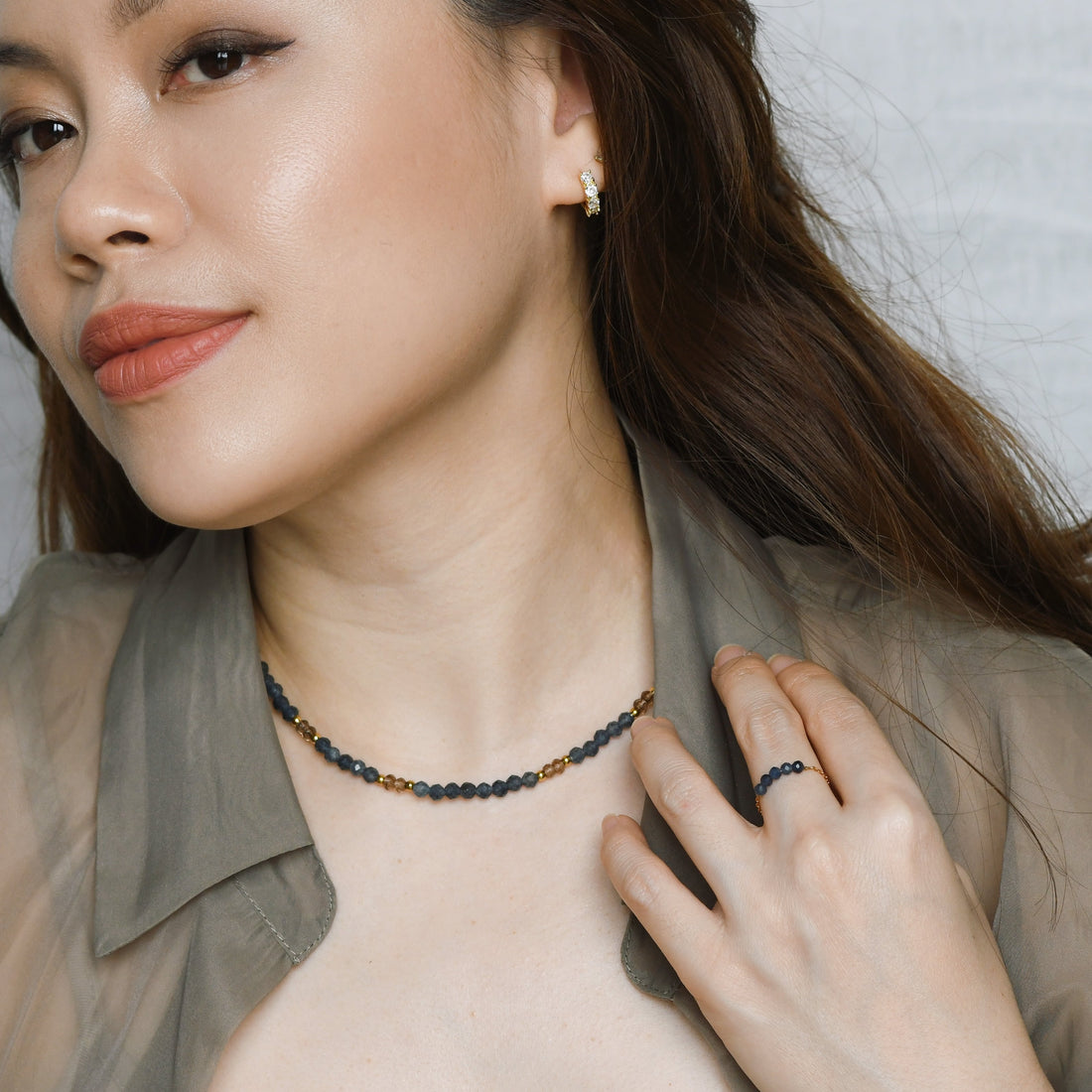 Jovie Adjustable Ring | Blue Sapphire
