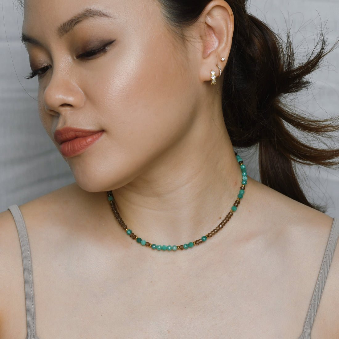 Veda Amazonite+Brown Chalcedony Necklace