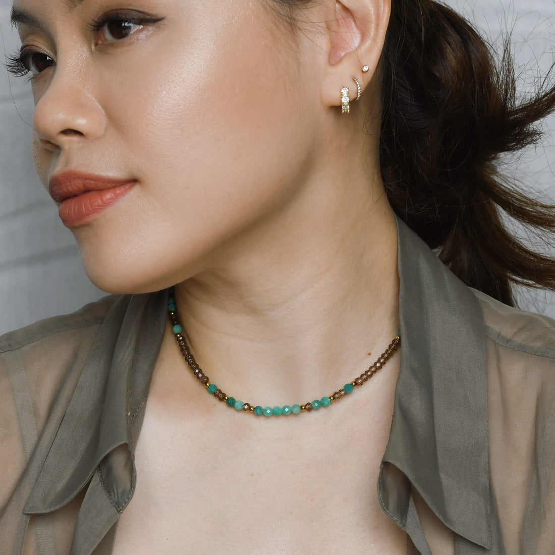 Veda Amazonite+Brown Chalcedony Necklace