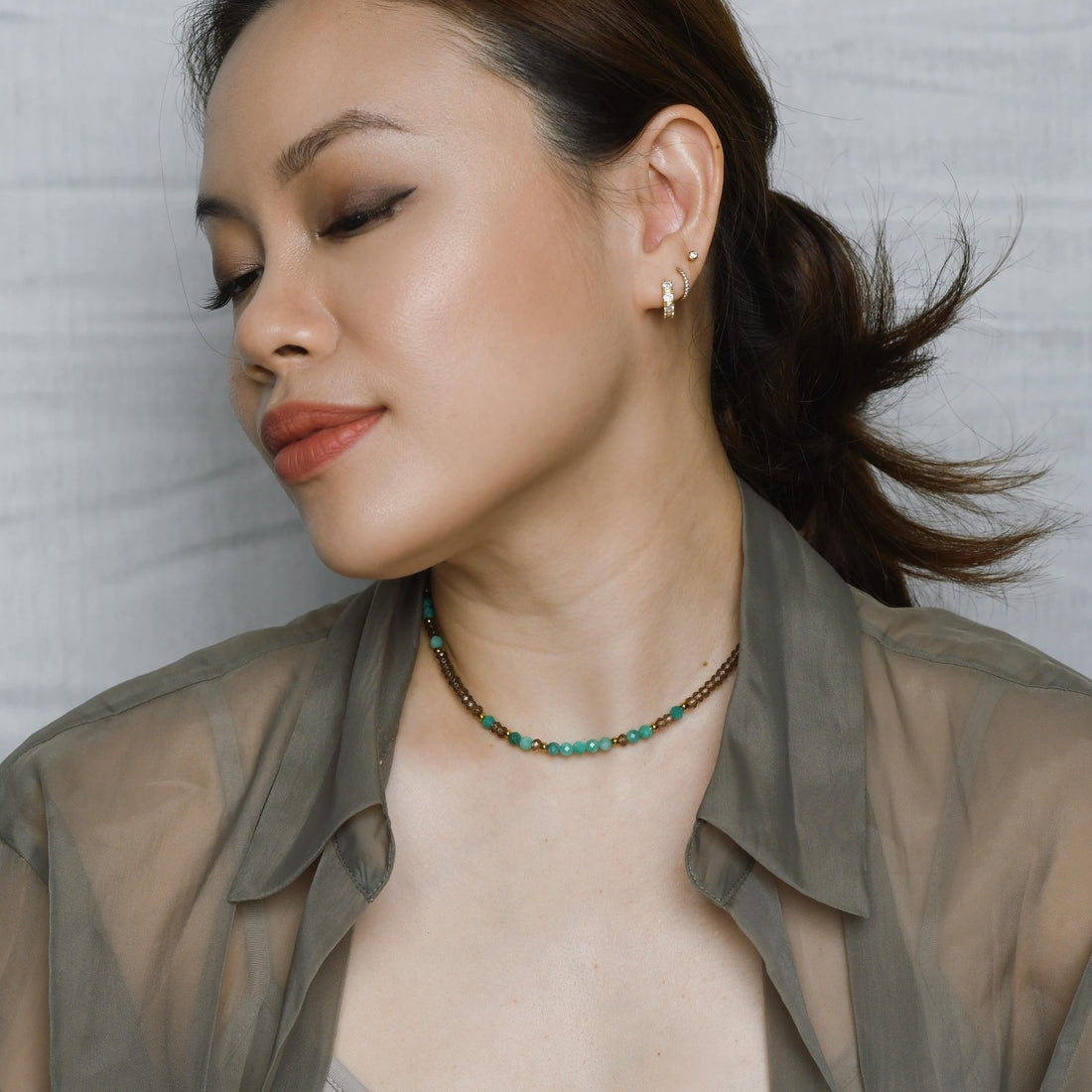 Veda Amazonite+Brown Chalcedony Necklace