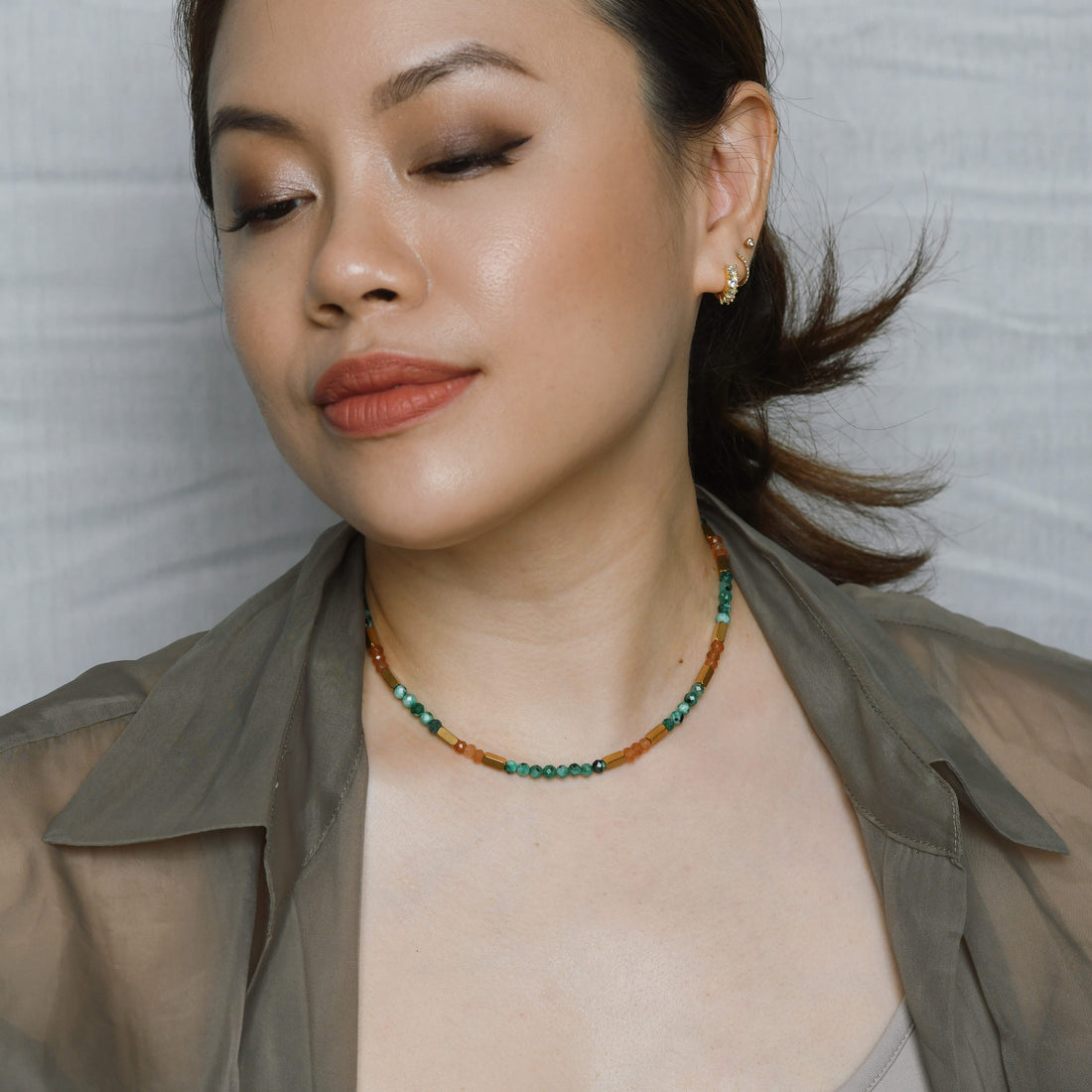 Aanya Green Labradorite+Sunstone Necklace