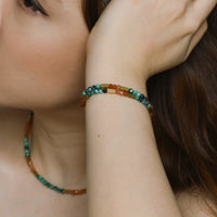 Aanya Bracelet in Green Labradorite+Sunstone
