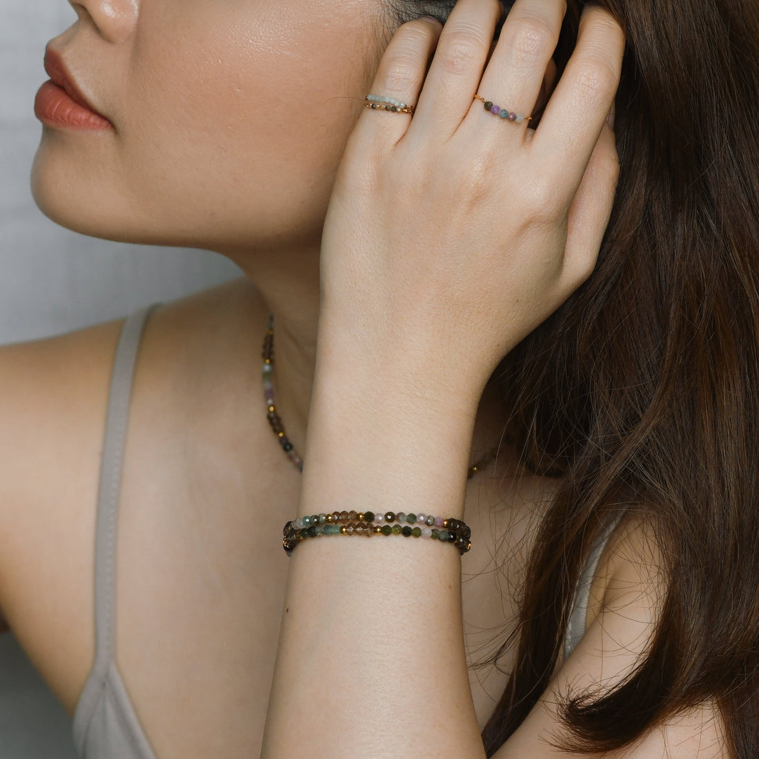 Kenna Bracelet in Tourmaline+Brown Chalcedony