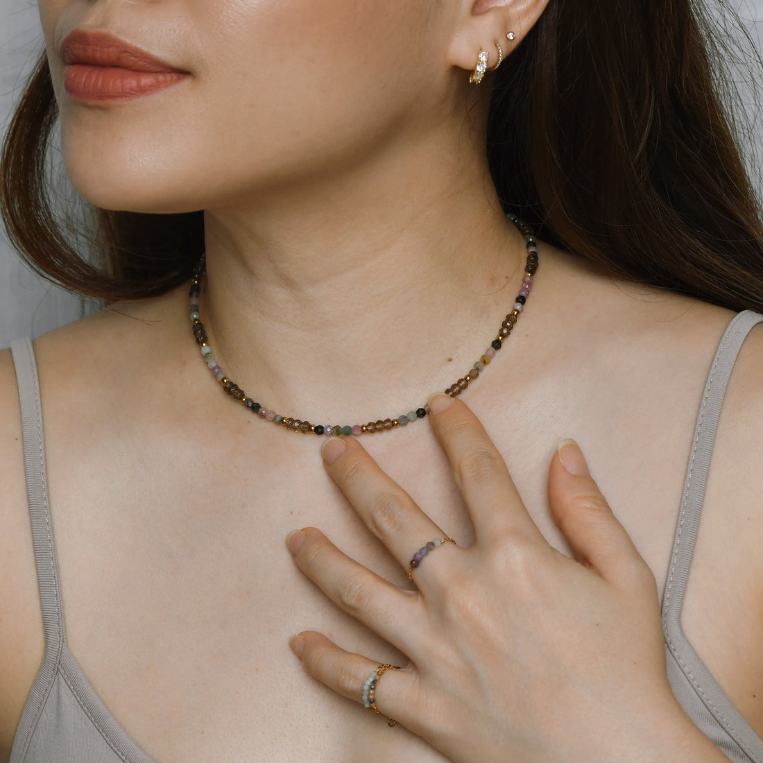 Kenna Tourmaline+Brown Chalcedony Choker