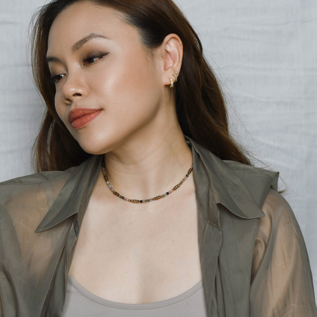 Kenna Tourmaline+Brown Chalcedony Choker