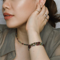 Iliana Bracelet in Tourmaline+Burgundy Chalcedony
